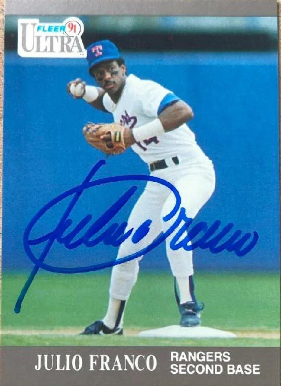 Julio Franco Signed 1991 Fleer Ultra Baseball Card - Texas Rangers