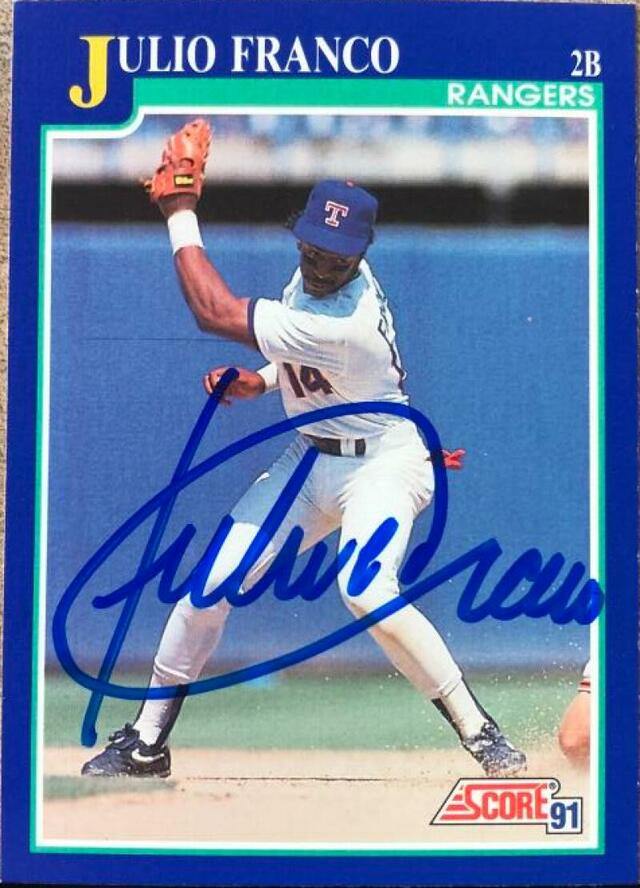 Julio Franco Signed 1991 Score Baseball Card - Texas Rangers - PastPros