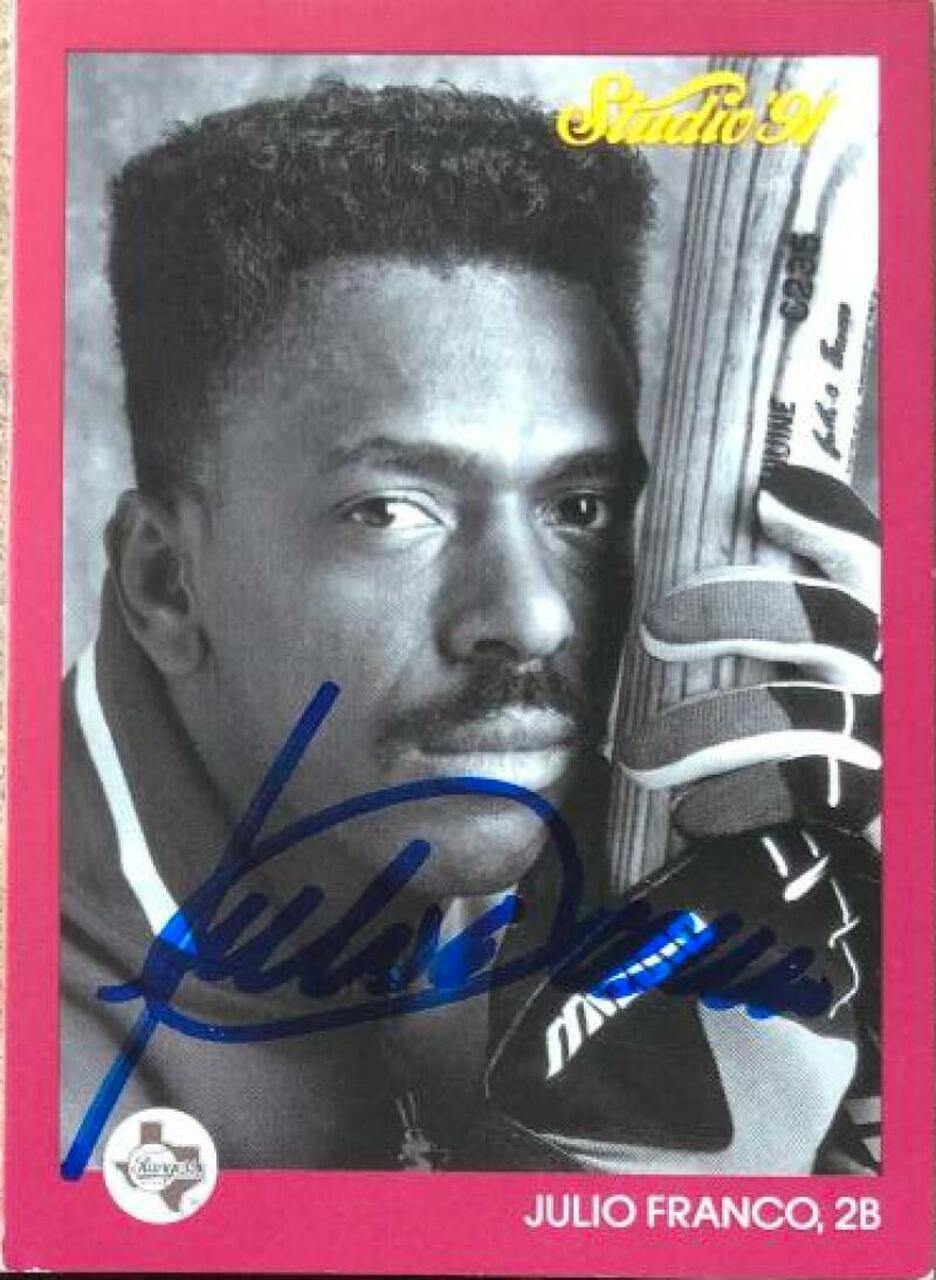 Julio Franco Signed 1991 Studio Baseball Card - Texas Rangers - PastPros