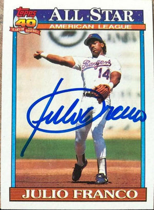 Julio Franco Signed 1991 Topps A/S Baseball Card - Texas Rangers