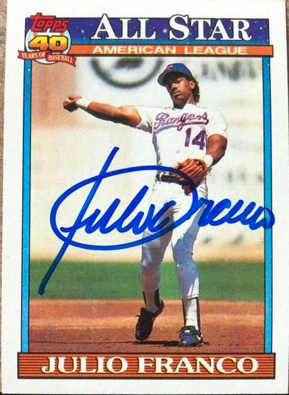 Julio Franco Signed 1991 Topps A/S Baseball Card - Texas Rangers - PastPros