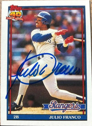 Julio Franco Signed 1991 Topps Baseball Card - Texas Rangers