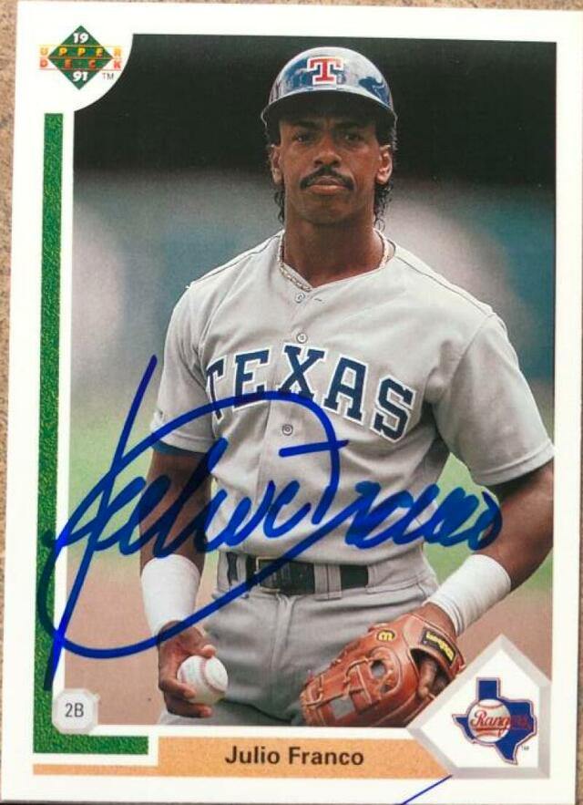 Julio Franco Signed 1991 Upper Deck Baseball Card - Texas Rangers - PastPros