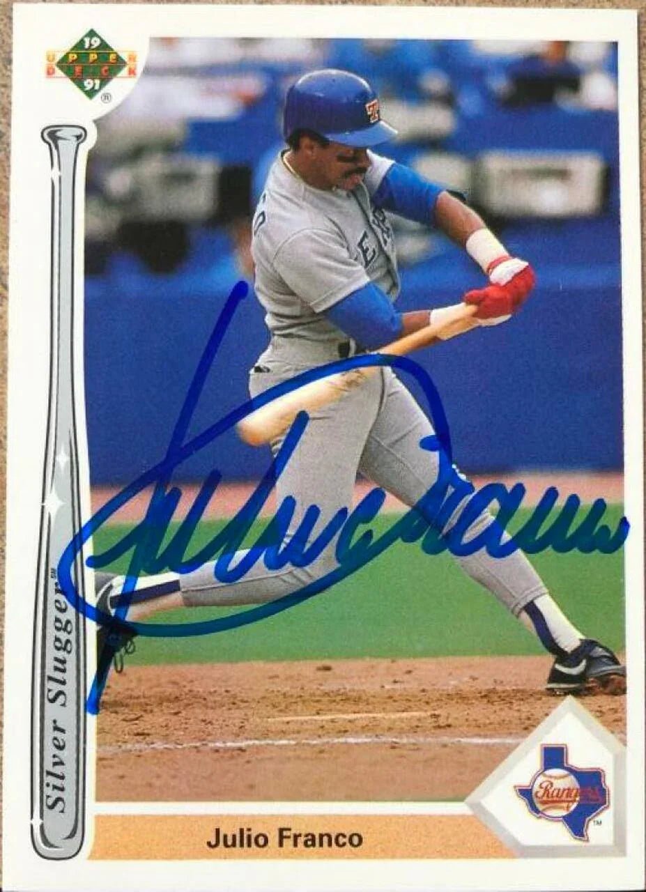 Julio Franco Signed 1991 Upper Deck Silver Slugger Baseball Card - Texas Rangers