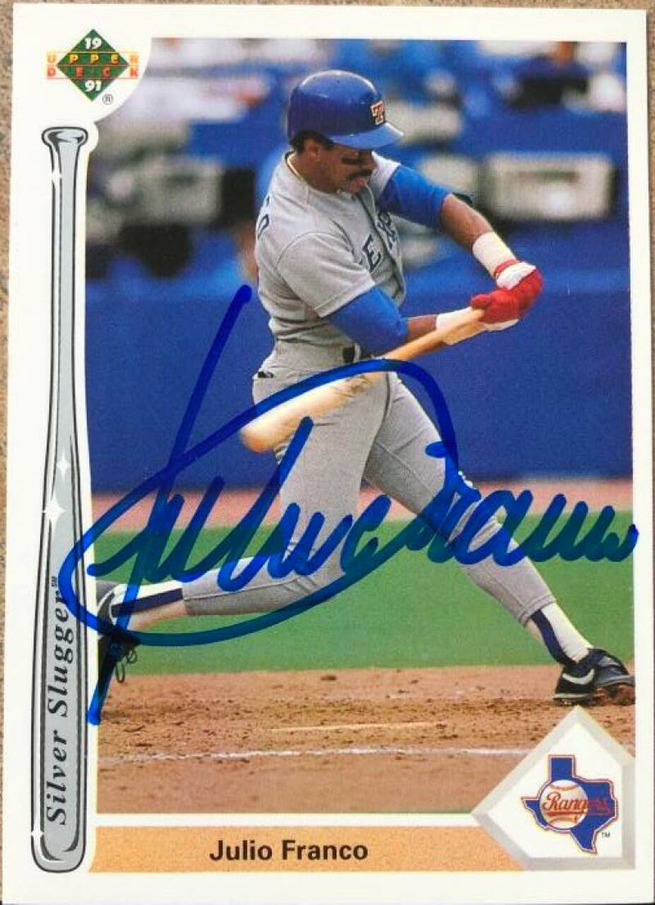 Julio Franco Signed 1991 Upper Deck Silver Slugger Baseball Card - Texas Rangers - PastPros