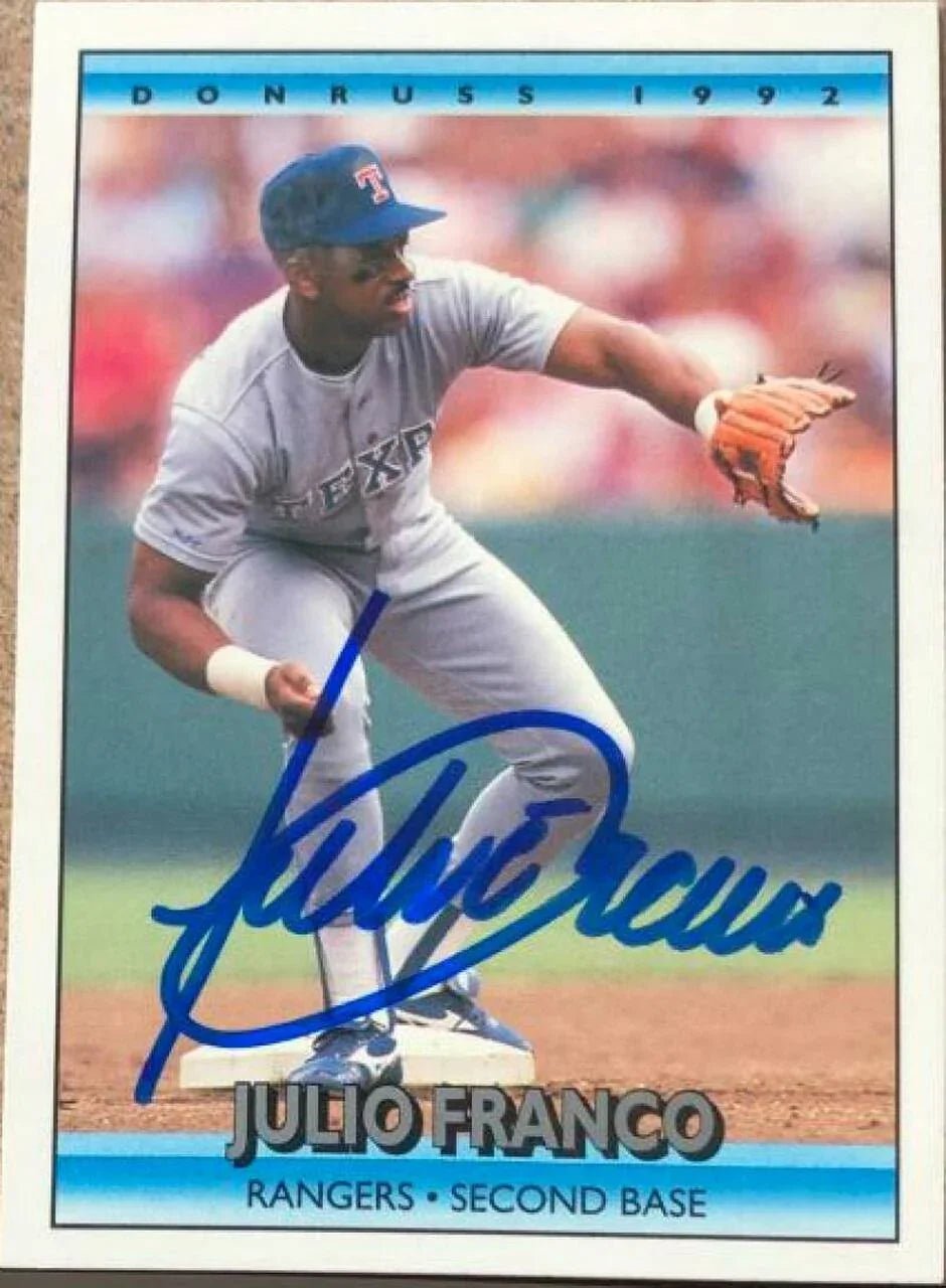 Julio Franco Signed 1992 Donruss Baseball Card - Texas Rangers