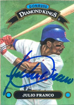 Julio Franco Signed 1992 Donruss Diamond Kings Baseball Card - Texas Rangers