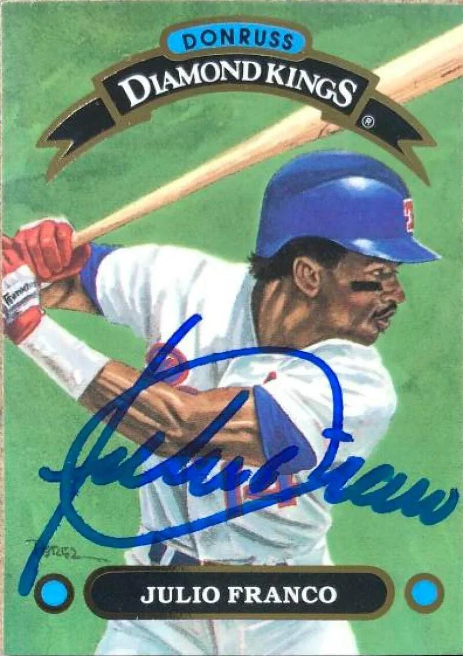 Julio Franco Signed 1992 Donruss Diamond Kings Baseball Card - Texas Rangers