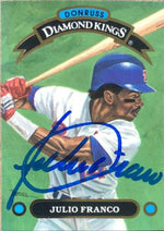 Julio Franco Signed 1992 Donruss Diamond Kings Baseball Card - Texas Rangers - PastPros