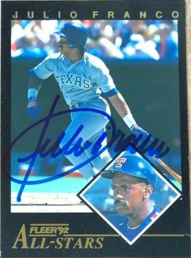 Julio Franco Signed 1992 Fleer All-Stars Baseball Card - Texas Rangers