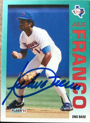 Julio Franco Signed 1992 Fleer Baseball Card - Texas Rangers