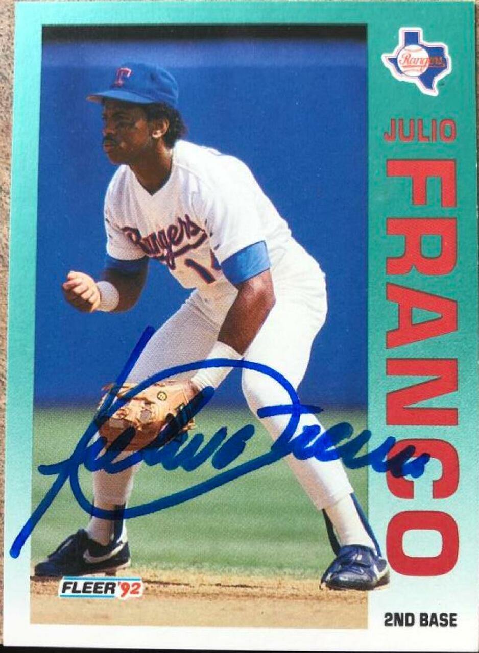 Julio Franco Signed 1992 Fleer Baseball Card - Texas Rangers - PastPros