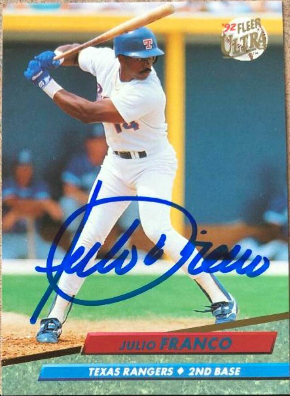 Julio Franco Signed 1992 Fleer Ultra Baseball Card - Texas Rangers - PastPros