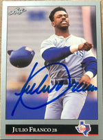 Julio Franco Signed 1992 Leaf Baseball Card - Texas Rangers