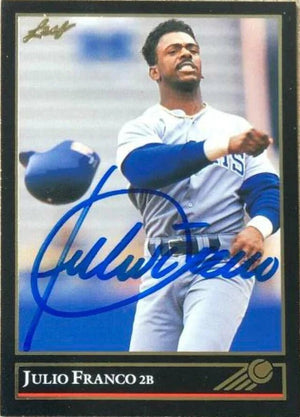 Julio Franco Signed 1992 Leaf Black Gold Baseball Card - Texas Rangers
