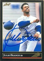 Julio Franco Signed 1992 Leaf Black Gold Baseball Card - Texas Rangers - PastPros