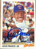 Julio Franco Signed 1992 Score Baseball Card - Texas Rangers