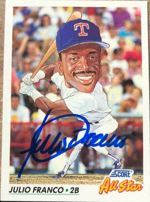 Julio Franco Signed 1992 Score Baseball Card - Texas Rangers