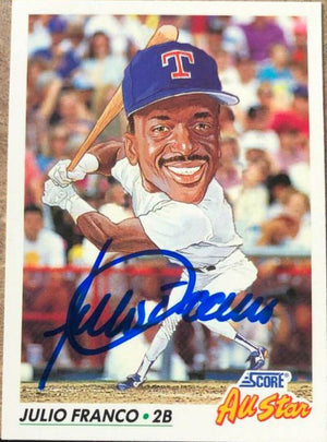 Julio Franco Signed 1992 Score Baseball Card - Texas Rangers - PastPros