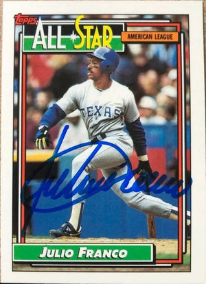 Julio Franco Signed 1992 Topps A/S Baseball Card - Texas Rangers