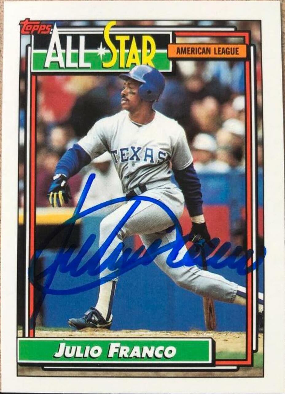 Julio Franco Signed 1992 Topps A/S Baseball Card - Texas Rangers - PastPros