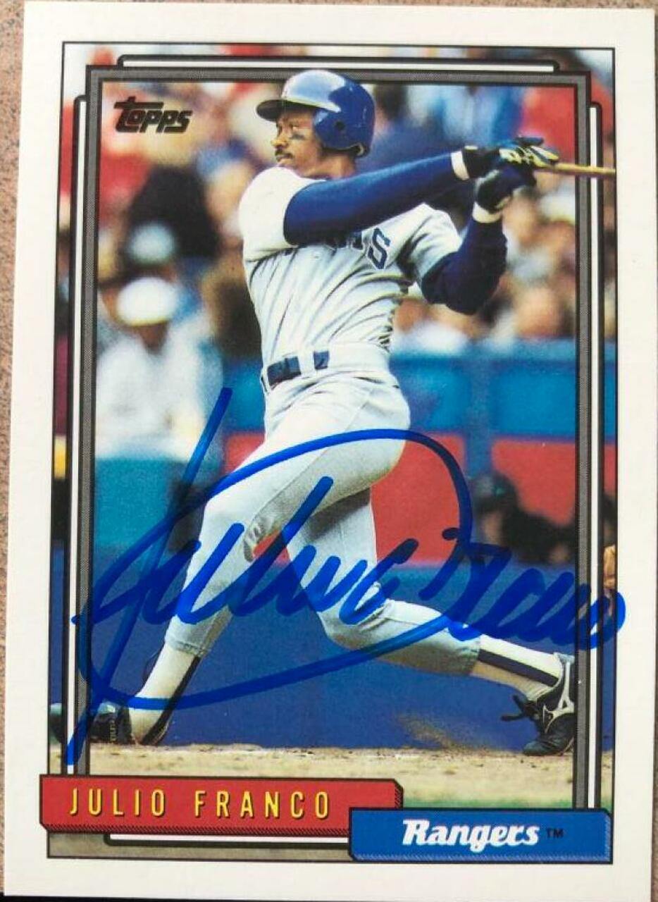 Julio Franco Signed 1992 Topps Baseball Card - Texas Rangers - PastPros
