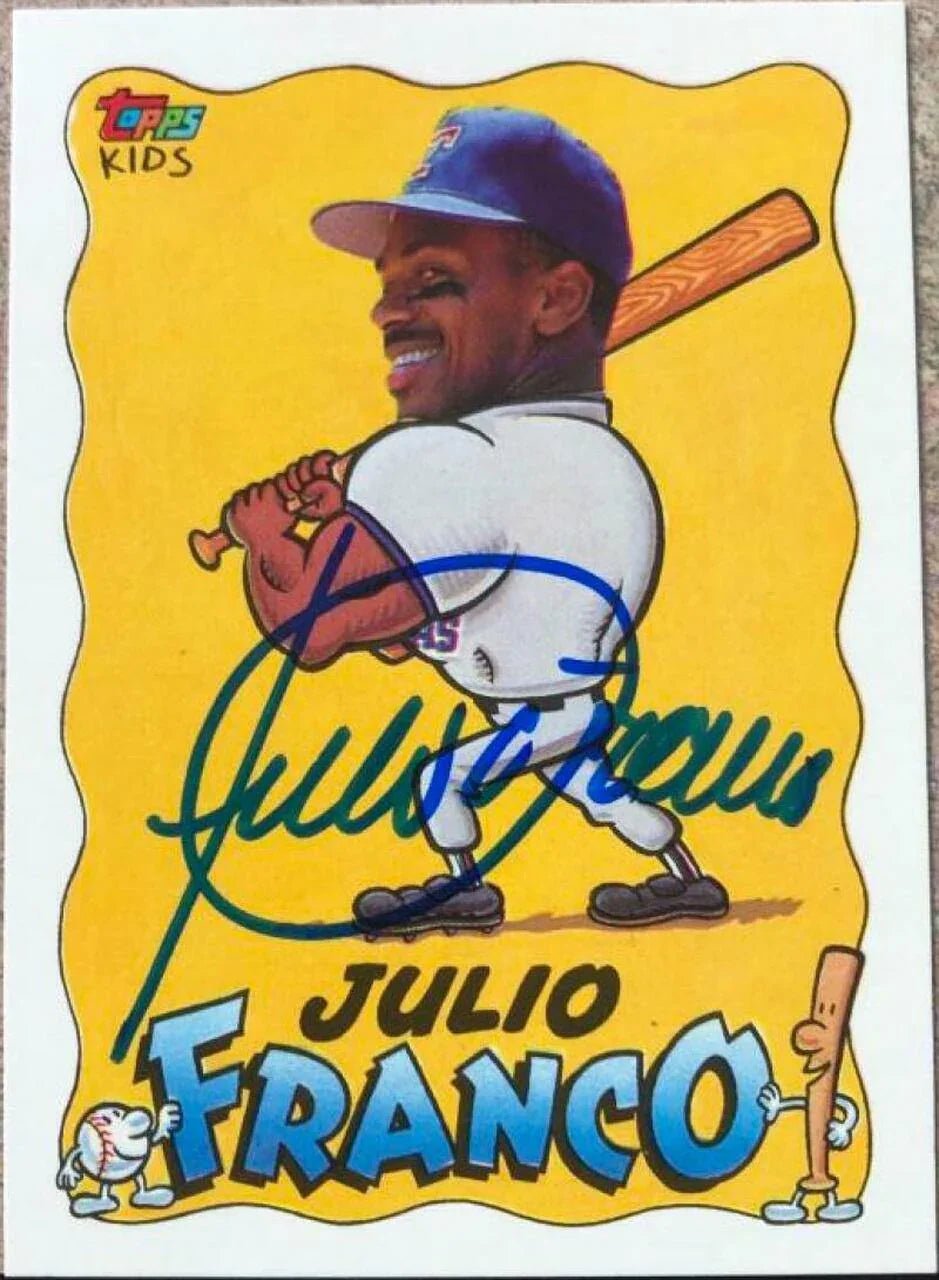 Julio Franco Signed 1992 Topps Kids Baseball Card - Texas Rangers