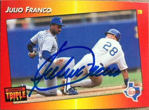 Julio Franco Signed 1992 Triple Play Baseball Card - Texas Rangers