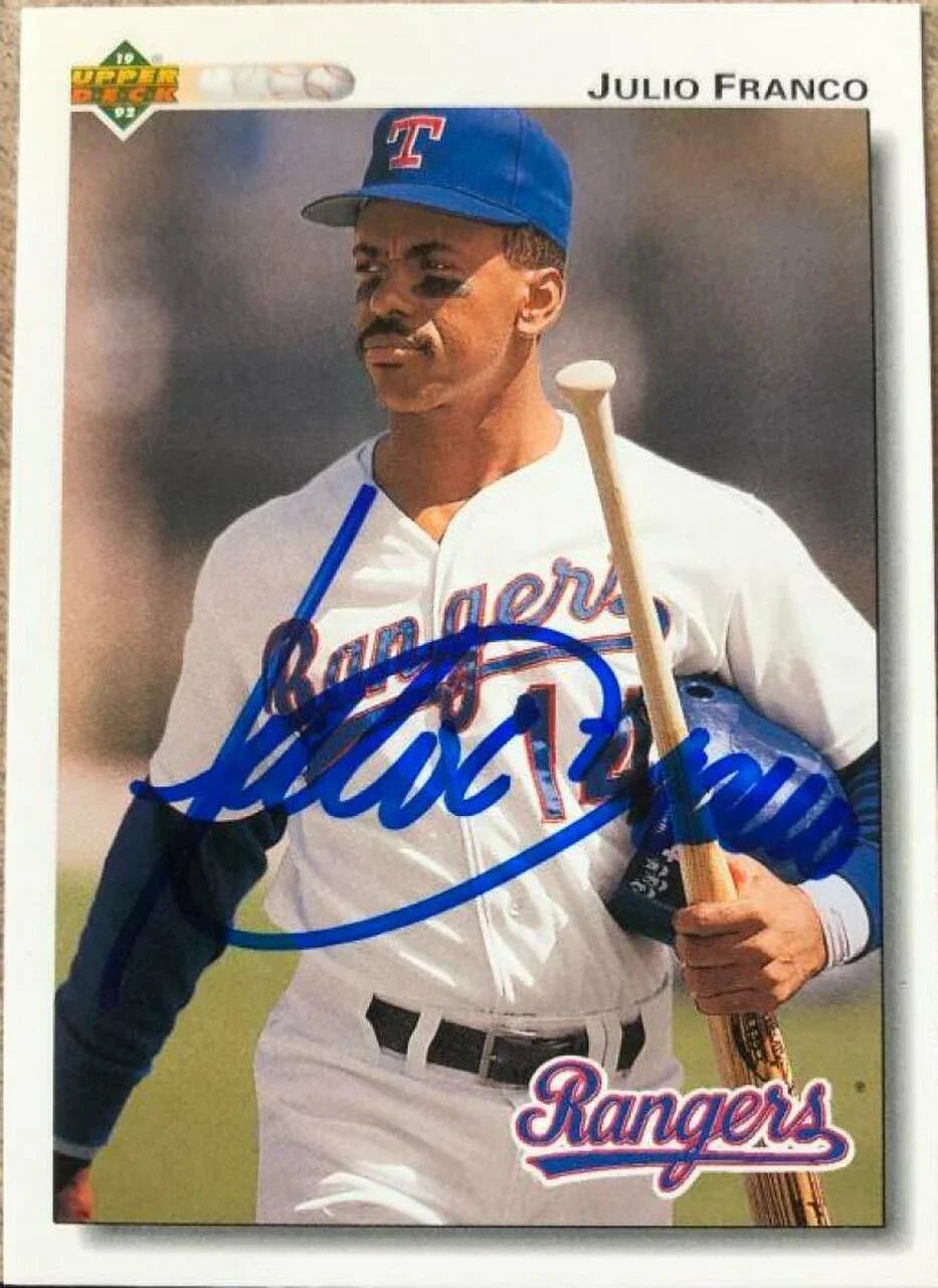 Julio Franco Signed 1992 Upper Deck Baseball Card - Texas Rangers