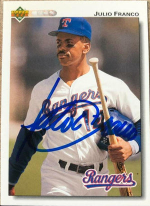 Julio Franco Signed 1992 Upper Deck Baseball Card - Texas Rangers - PastPros