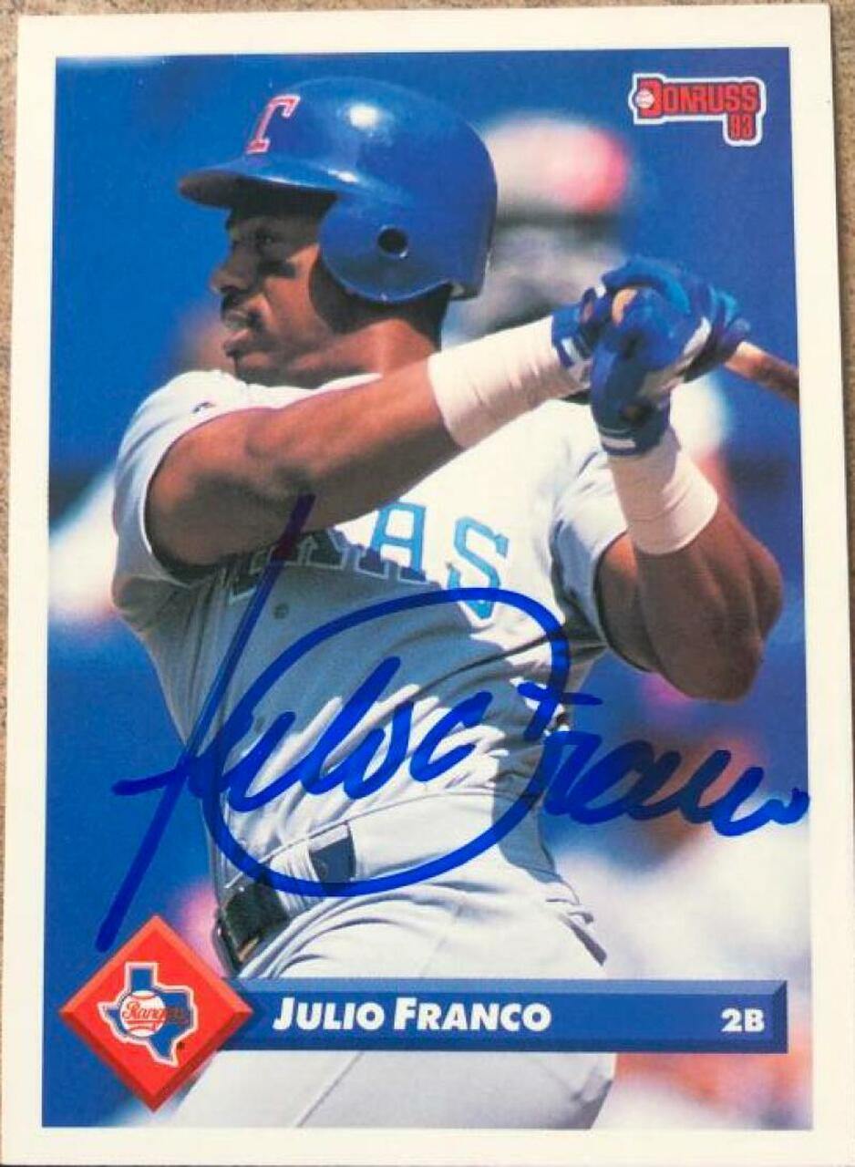 Julio Franco Signed 1993 Donruss Baseball Card - Texas Rangers - PastPros