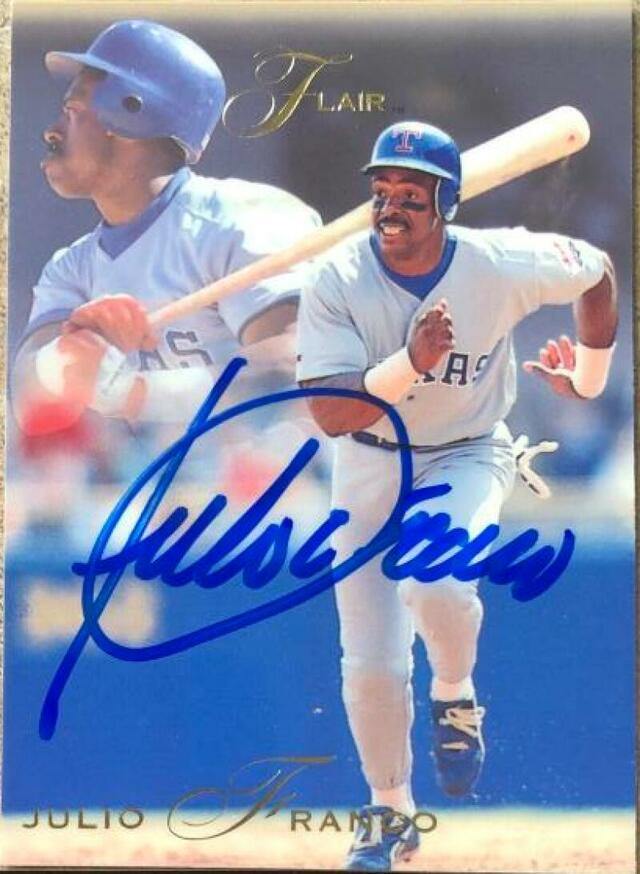 Julio Franco Signed 1993 Flair Baseball Card - Texas Rangers - PastPros