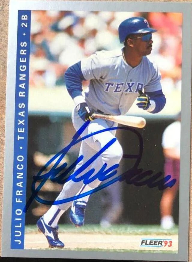 Julio Franco Signed 1993 Fleer Baseball Card - Texas Rangers