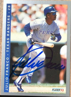Julio Franco Signed 1993 Fleer Baseball Card - Texas Rangers