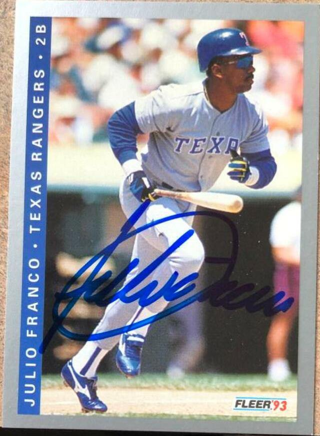 Julio Franco Signed 1993 Fleer Baseball Card - Texas Rangers - PastPros