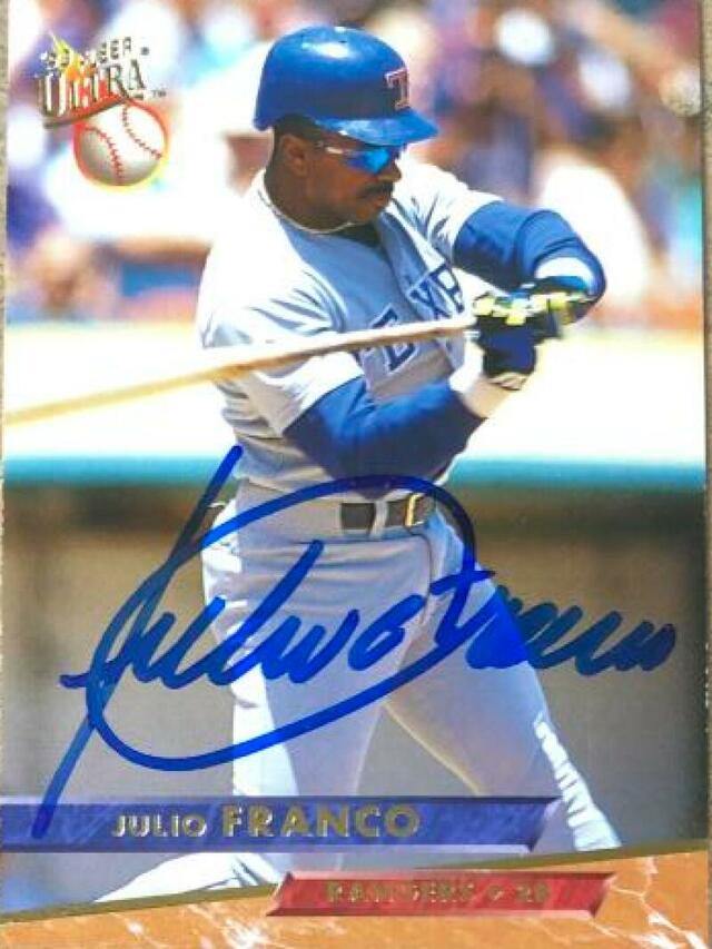 Julio Franco Signed 1993 Fleer Ultra Baseball Card - Texas Rangers - PastPros