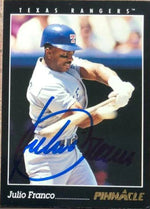 Julio Franco Signed 1993 Pinnacle Baseball Card - Texas Rangers