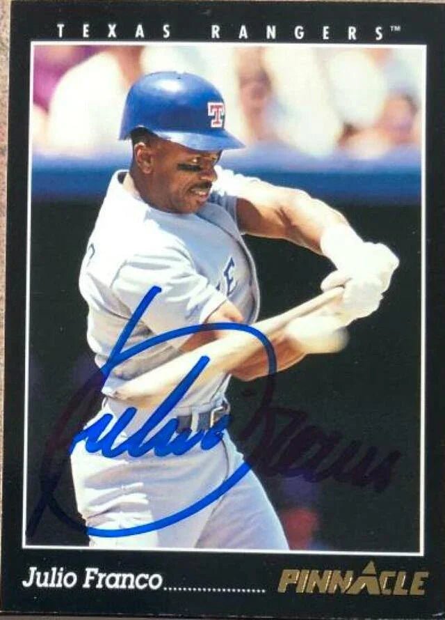Julio Franco Signed 1993 Pinnacle Baseball Card - Texas Rangers