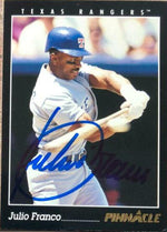 Julio Franco Signed 1993 Pinnacle Baseball Card - Texas Rangers - PastPros