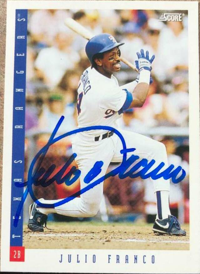 Julio Franco Signed 1993 Score Baseball Card - Texas Rangers - PastPros