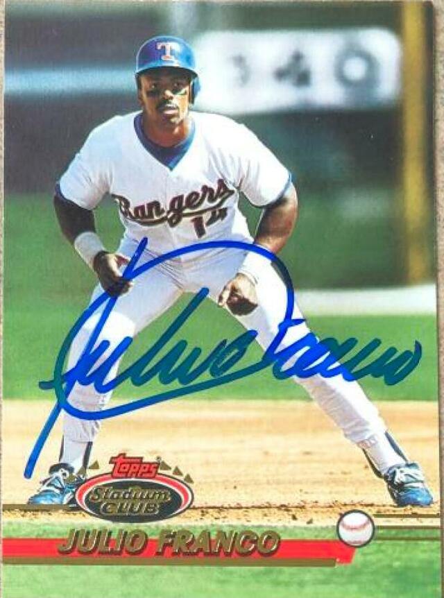 Julio Franco Signed 1993 Stadium Club Baseball Card - Texas Rangers - PastPros
