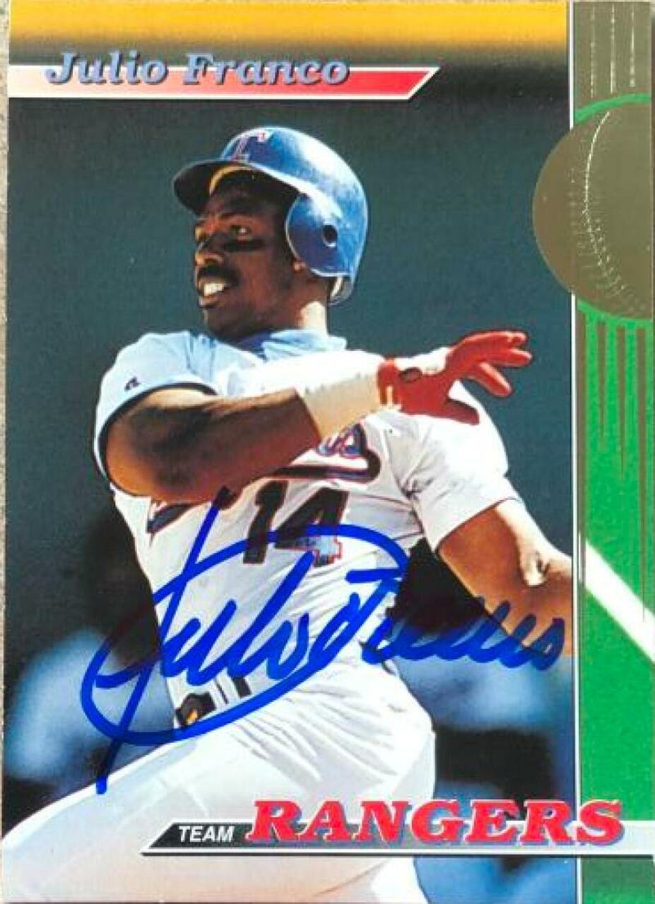 Julio Franco Signed 1993 Stadium Club Team Baseball Card - Texas Rangers - PastPros