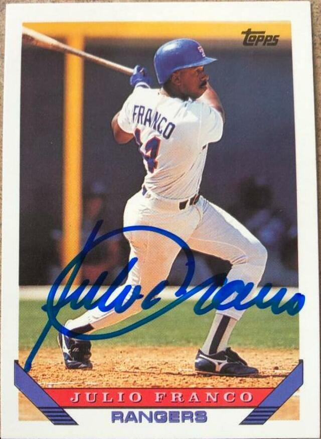 Julio Franco Signed 1993 Topps Baseball Card - Texas Rangers - PastPros