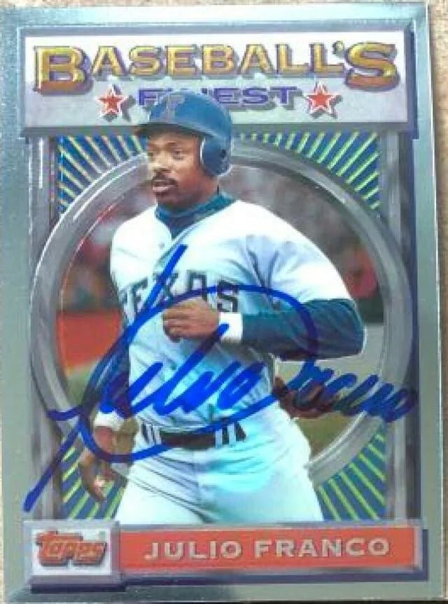 Julio Franco Signed 1993 Topps Finest Baseball Card - Texas Rangers