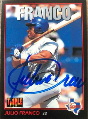 Julio Franco Signed 1993 Triple Play Baseball Card - Texas Rangers