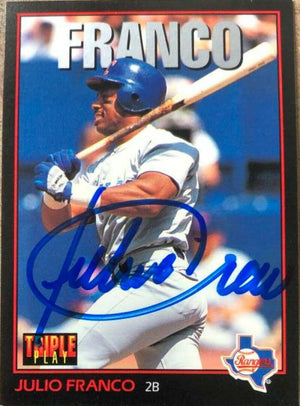 Julio Franco Signed 1993 Triple Play Baseball Card - Texas Rangers - PastPros