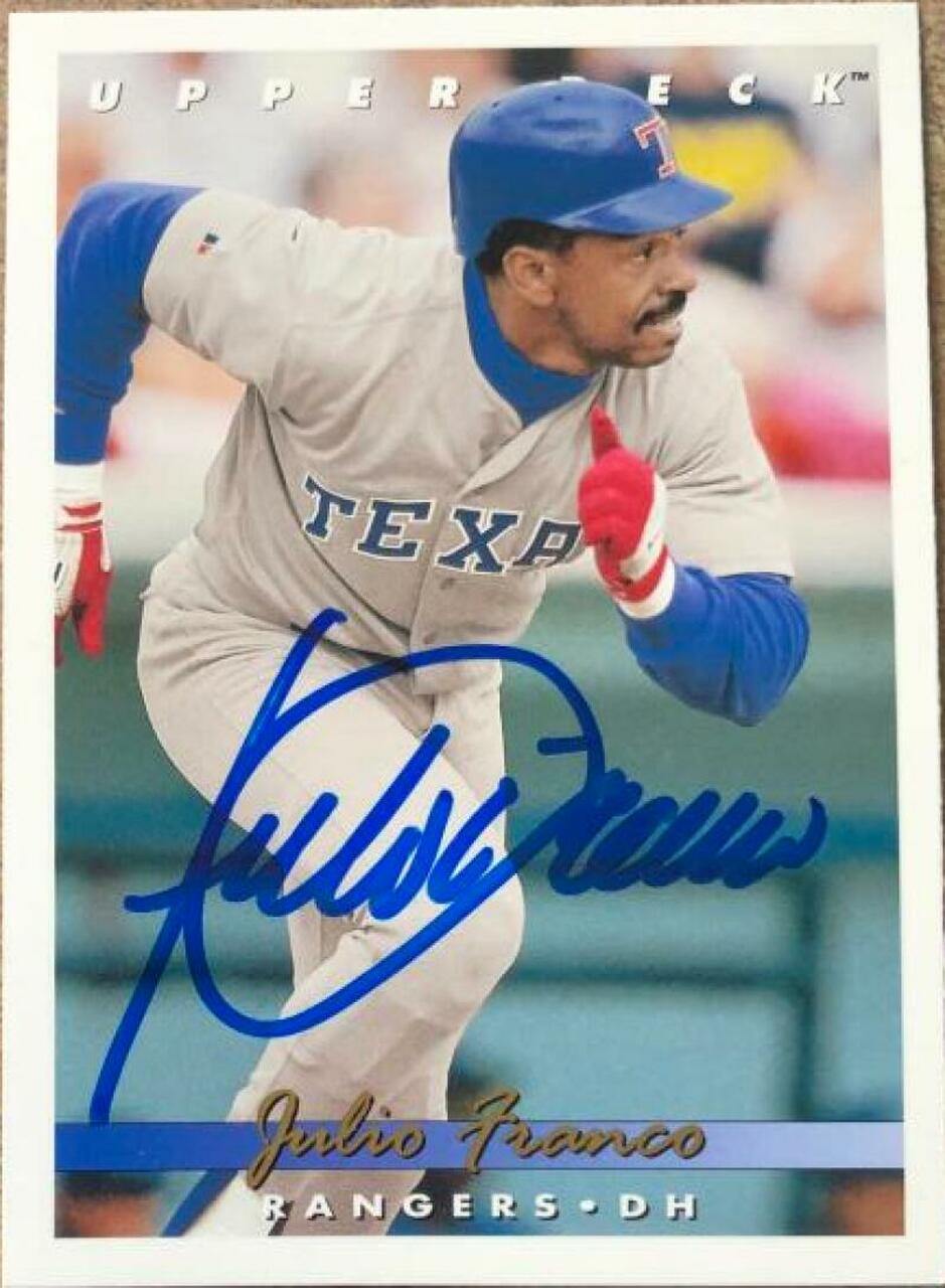 Julio Franco Signed 1993 Upper Deck Baseball Card - Texas Rangers - PastPros