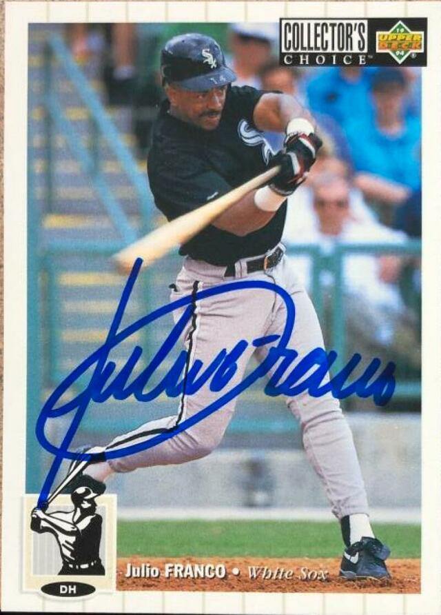 Julio Franco Signed 1994 Collector's Choice Baseball Card - Chicago White Sox - PastPros