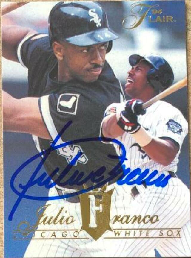 Julio Franco Signed 1994 Flair Baseball Card - Chicago White Sox - PastPros