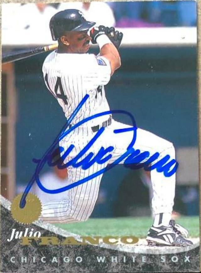 Julio Franco Signed 1994 Leaf Baseball Card - Chicago White Sox - PastPros
